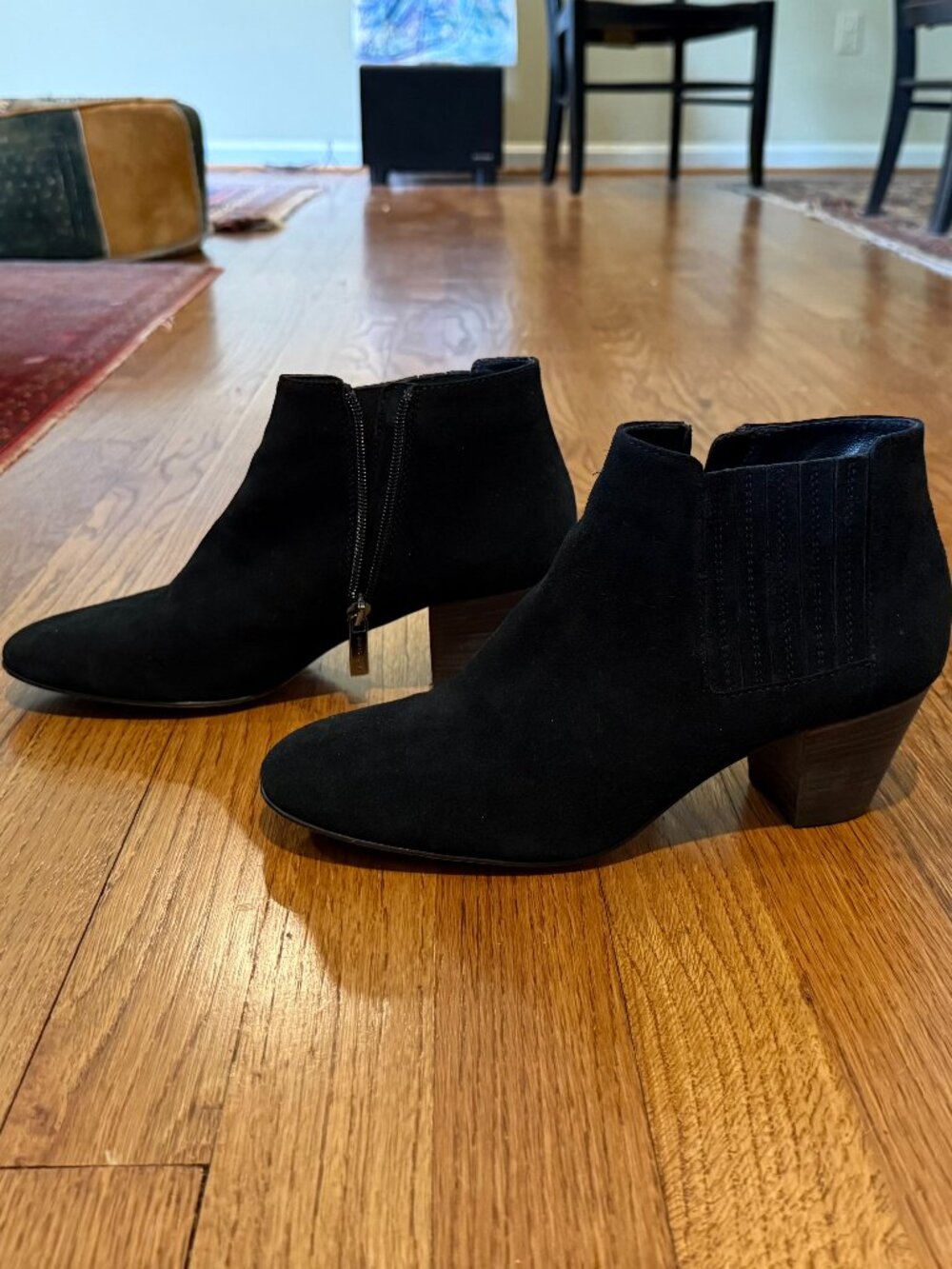 Aquatalia Fallyn Rubbed Suede Bootie in Black 9M